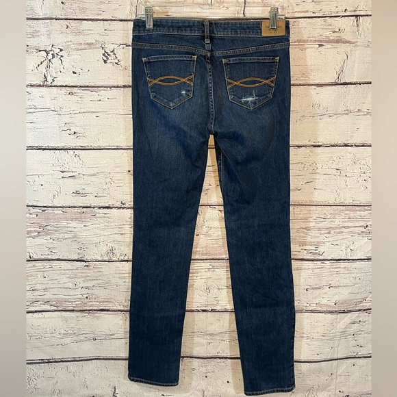 ABERCROMBIE & FITCH Jeans Distressed Dark Wash Straight Leg-2R (26/33) - Picture 3 of 3